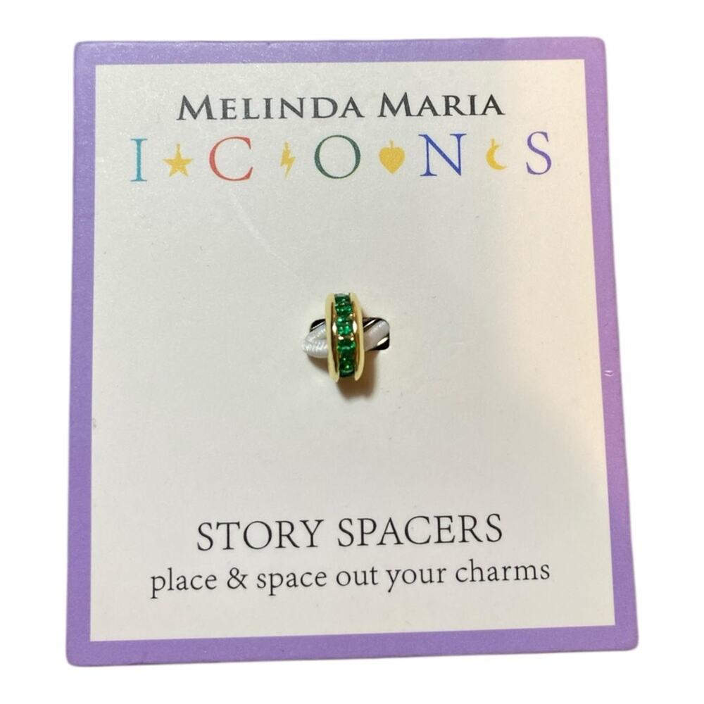 Melinda Maria Icons Gold Toned Story Spacer Charm Green Stones